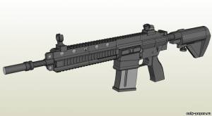 Сборная бумажная модель / scale paper model, papercraft Heckler & Koch HK416 Assault Rifle 