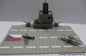 Сборная бумажная модель / scale paper model, papercraft Авианосец Sv.Vaclav с самолётами (фрагмент) 